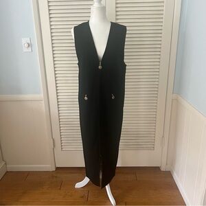 Nordstrom 100% Merino Wool Black V-Neck Jumpsuit with Zipper